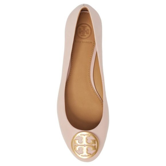 Tory Burch Benton Sea Pink Leather Gold Tone Ballet Flats Size 6 - Picture 4 of 9